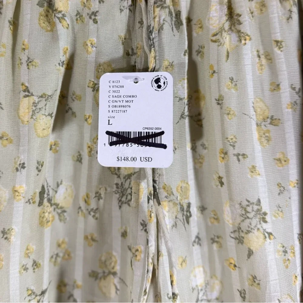 FREE PEOPLE EMMALINE TIERED PULLON FLARED PANTS IN SAGE COMBO NWT